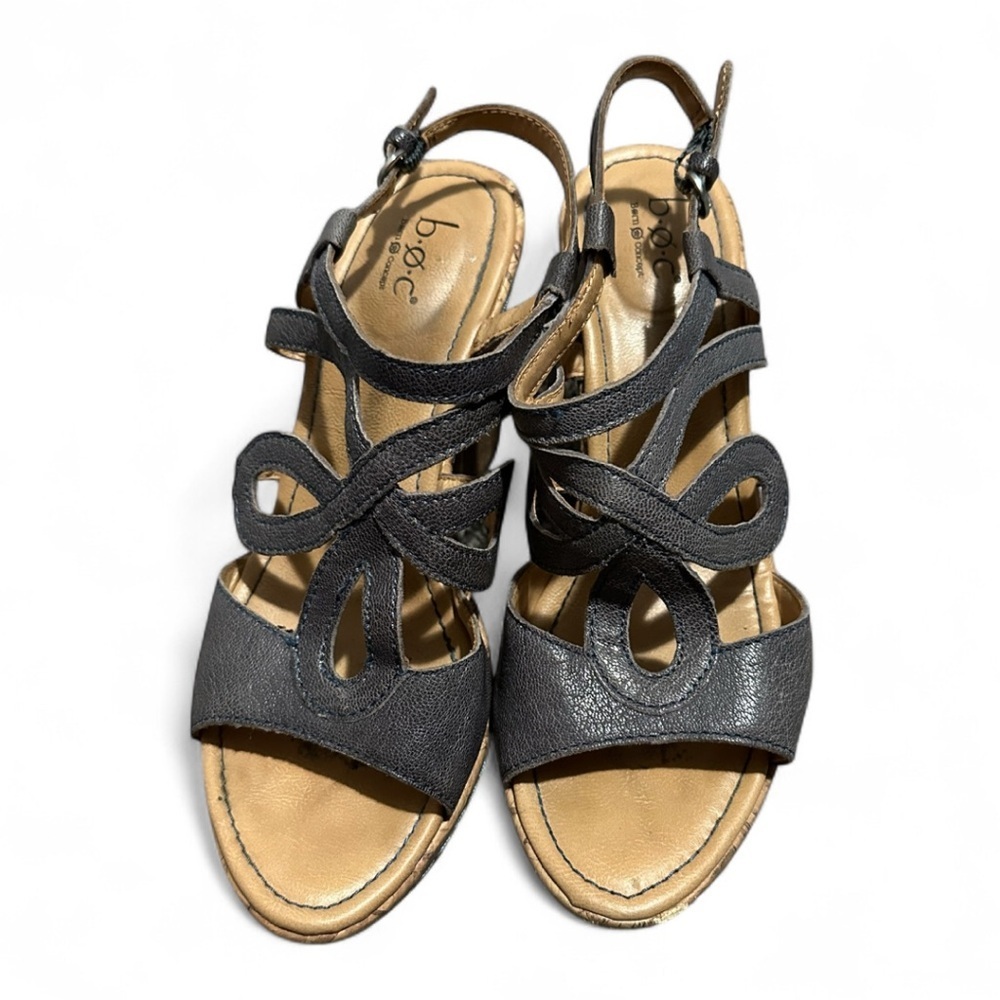 b.o.c. Charcoal and Tan Strappy Sandals size 9
